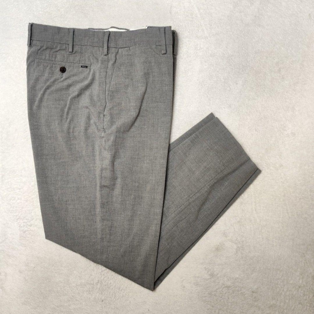 Polo Ralph Lauren Pants Mens 34x28 Gray Classic Microfiber Stretch Dress Chino